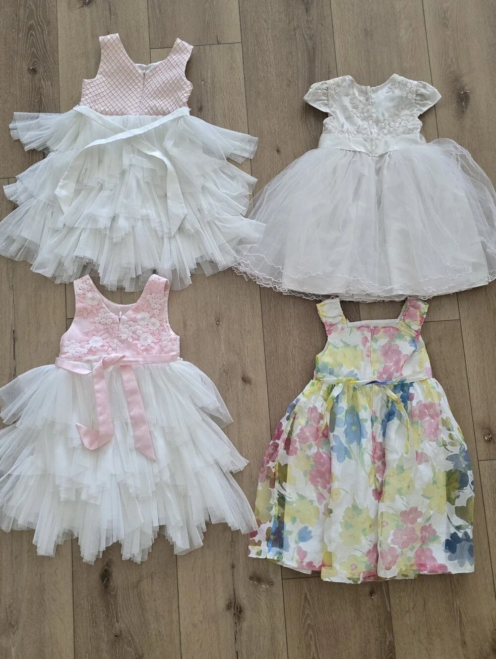 American Princess Pink White Tulle Girl Dresses Lot Bundle Elegant Ruffled 4 5